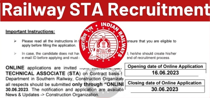 Railway STA Recruitment 2023 Notification Check Eligibility : Apply Online